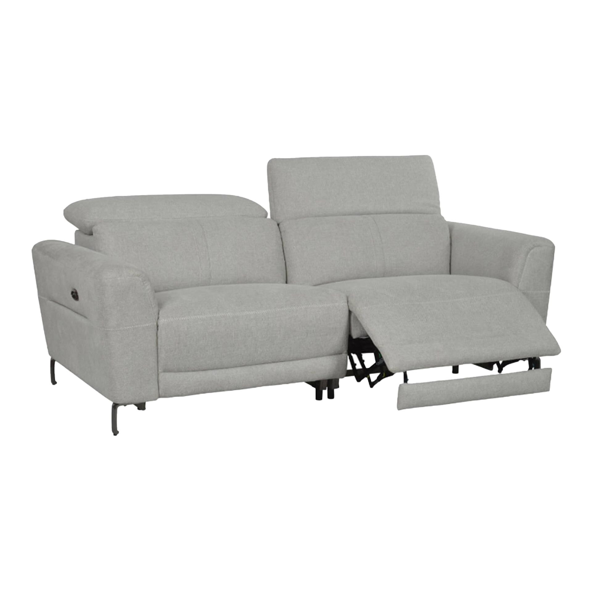 RehaComfort Sofa Naxos 3-Sitzer Bezug Mikrofaser Hellgrau in Relax Position