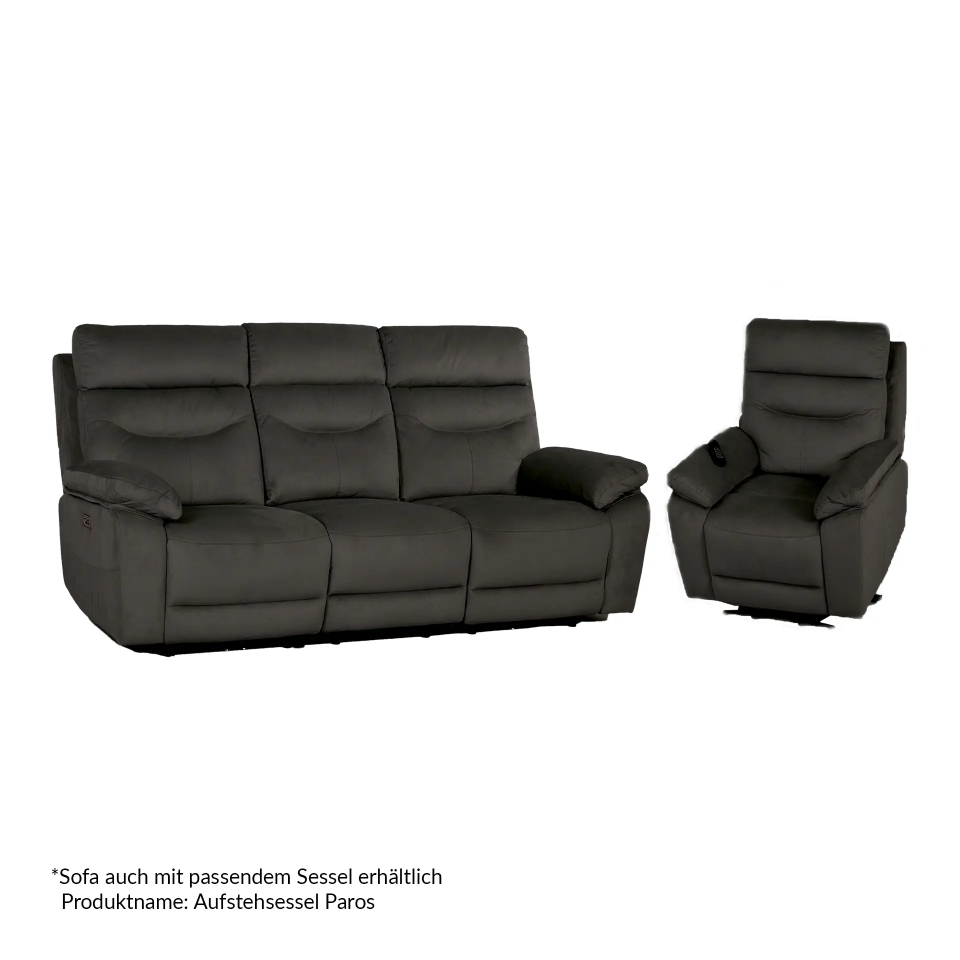 RehaComfort Sofa Paros 3-Sitzer Bezug Easyclean Elefant in Standard Position