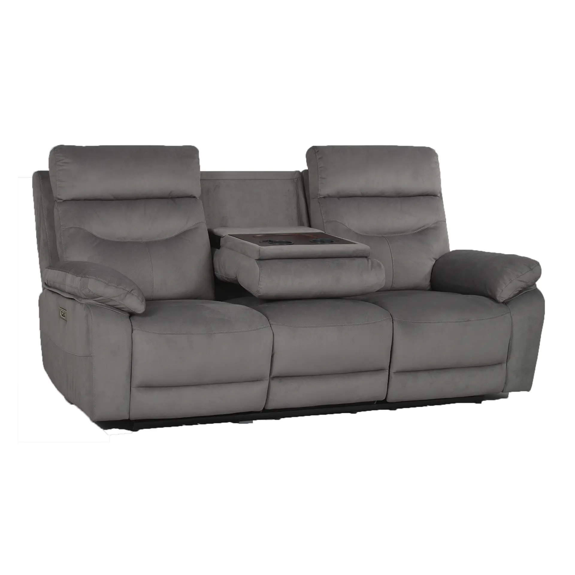 RehaComfort Sofa Paros 3-Sitzer Bezug Easyclean Grau in Konsole Position