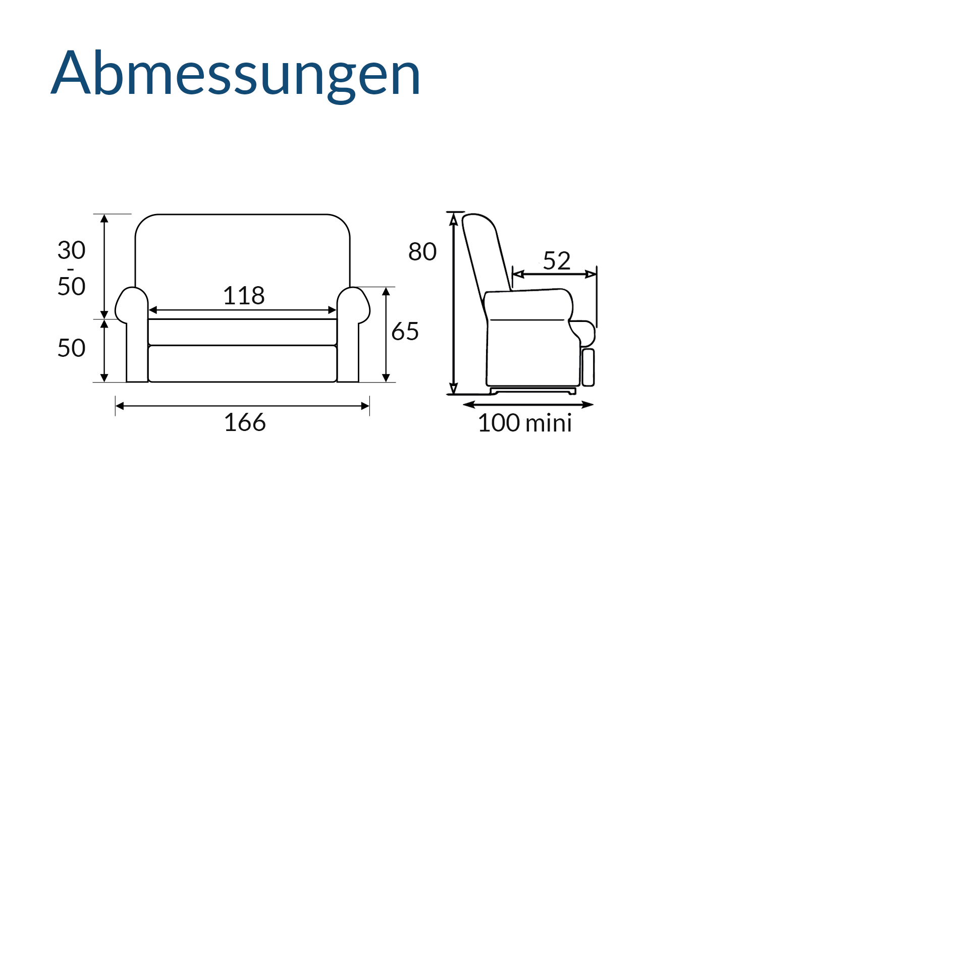 RehaComfort Abmessungen für Sofa Naxos