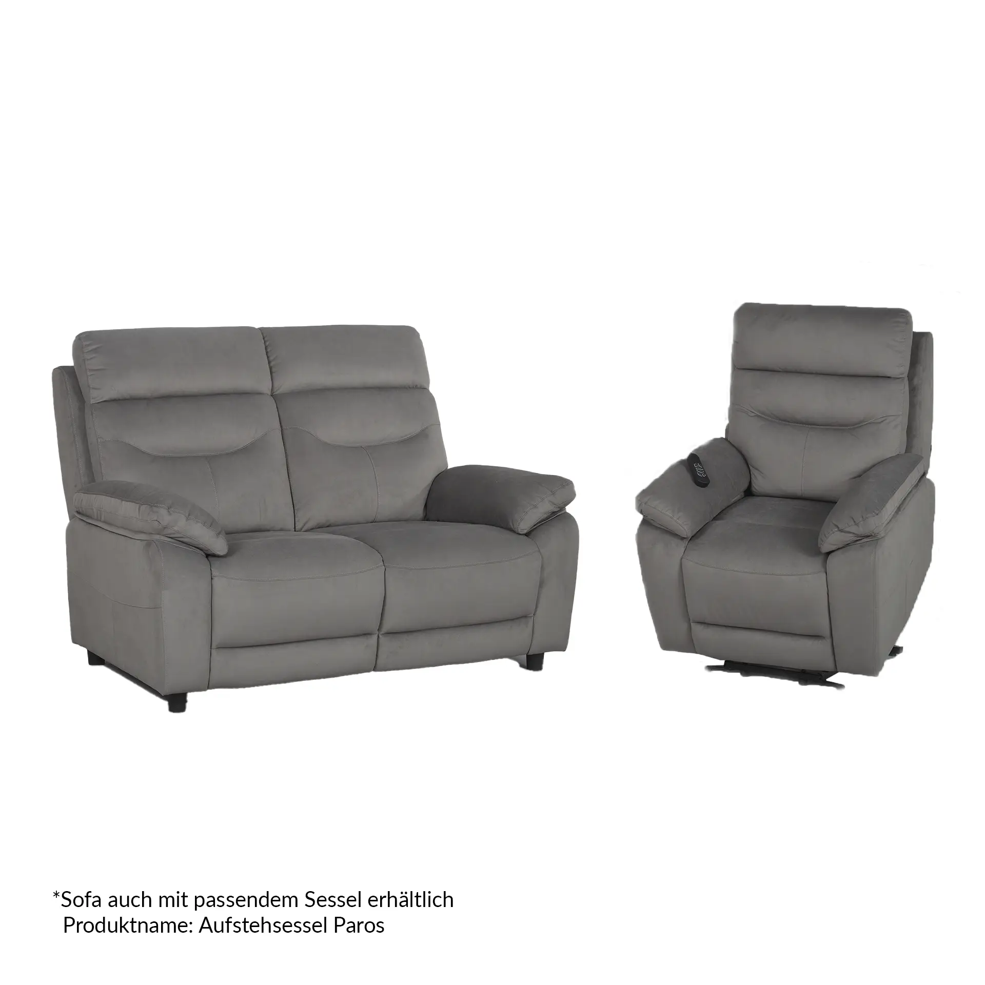 RehaComfort Sofa Paros 2-Sitzer Bezug Easyclean Grau in Standard Position