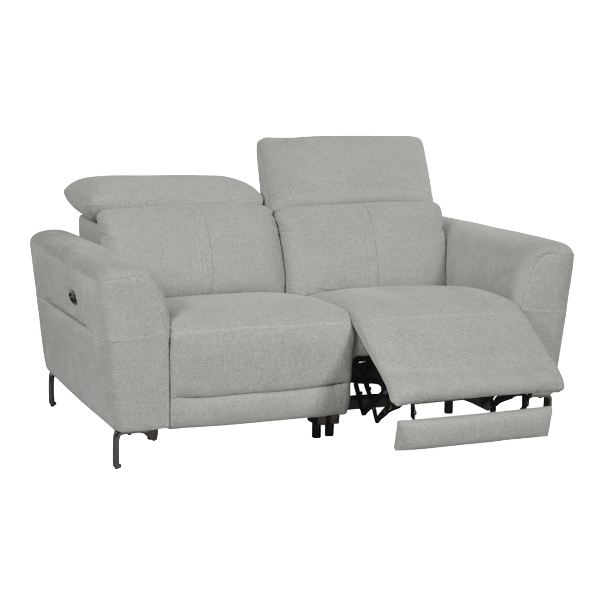 RehaComfort Sofa Naxos 2-Sitzer Bezug Mikrofaser Hellgrau in Relax Position